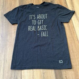 NWOT Code Word T-Shirt Womens XS Fall Heather Gray Crew Neck Short Sleeve Graphi